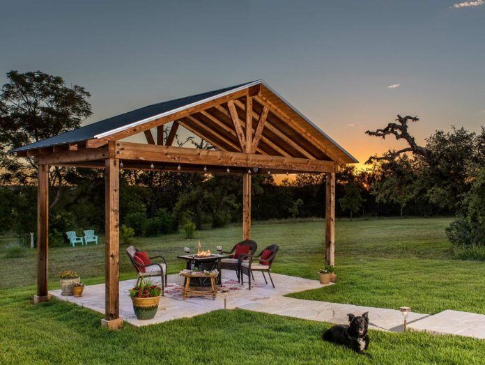 Patio gathering area at Behr House